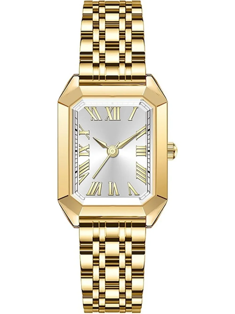 Women's Gold Vintage Roman/Arabic Numeral Dial Alloy Bracelet Wrist Watches